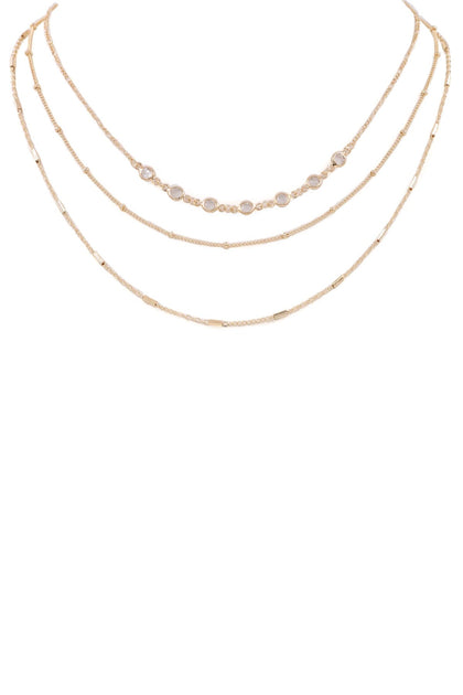 Susie Gold Pendant Necklace Layering Set of 2 in Bright White