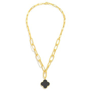 14k Gold Dipped Texture Chain Clover Necklace