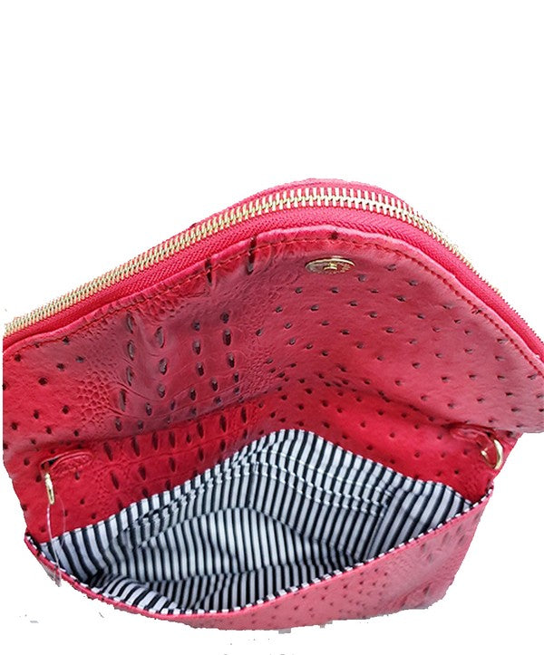 Crocodile Embossed Vegan Leather Clutch Bag